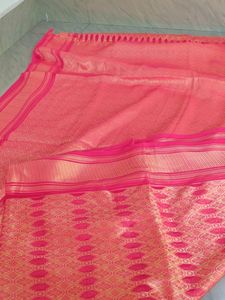 Unused Red Sari ,6 Meters Long.Without Blouse Piece.Georget And Silky Type Cloth