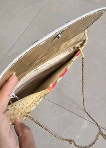 Embroidered Clutch with Chain Strap