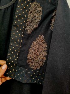 Black pure cotton kurta with jacket