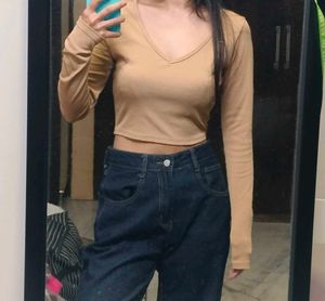 Basic Long Sleeve V-Neck Top
