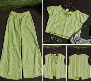Green Embroidered 3 piece set