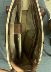 Classic Beige &amp; Brown Tote Bag