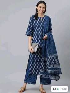 Libas Blue Ethnic Motifs Printed Pure Cotton