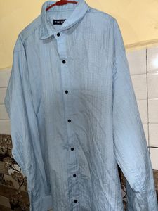 Men's Blue Textured Long Sleeve Shirt