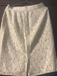 Elegant White Lace Midi Skirt