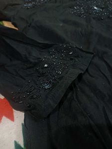 Black Pearl Work Straight Kurti |