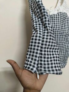 Gingham Print Tie-Front Cami Top