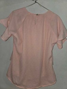 Chic Pink Polka Dot Flutter Sleeve Top