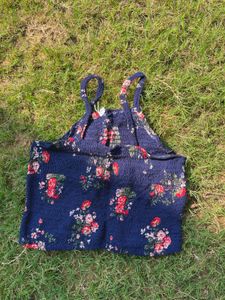 Navy Blue Floral Top