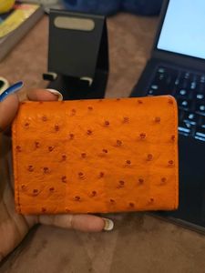 Orange Textured Wallet with Snake Clasp
