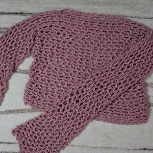 OFFER - 🌸pink Sheer Knit Cropped Top (Handmade)