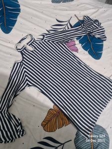 Striped Cold Shoulder Top