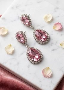 New Pink Crystal Drop Earrings
