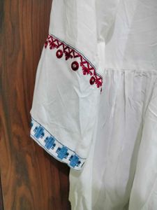 Embroidered White Kurta Top