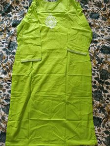 Bright Green Kurta with White Pants