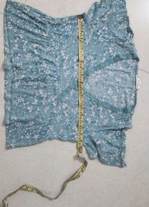 Powder Blue Floral Print V-Neck Top Tunic