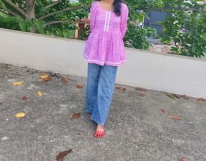Libas Pink Printed Peplum Kurta