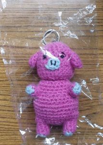 Crocheted Pink Pig Keychain