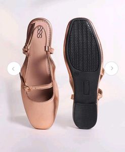 Rose Gold Metallic Flats with Buckles