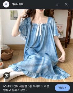 korea Blue Tie-Dye night dress