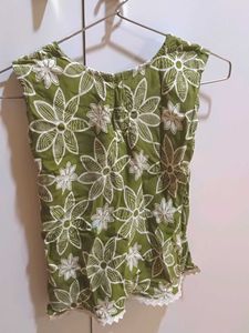 Green Floral Print Top