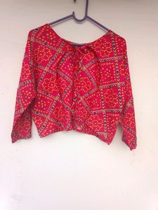 Bandhini Print Rayon Overcoat S Size