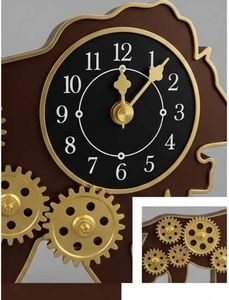 Lions Mechanical Table Clock