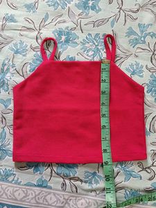 Bright Pink Ribbed Crop Top