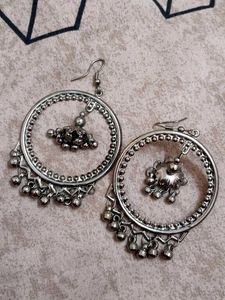 Boho Hoop Earrings with Tassel Charms