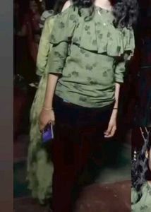 Green Floral Off-Shoulder Top