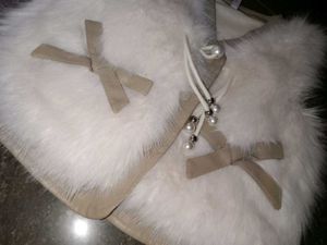 White Furry Vest with Bow Details