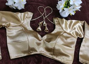 Golden backless blouse padded