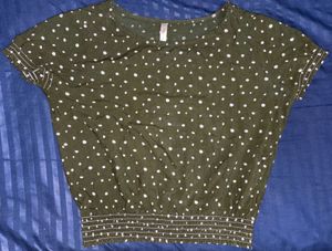 Chic Green Polka Dot Top