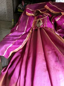 Magenta & Mustard Comb. Kota Doria Silk Saree