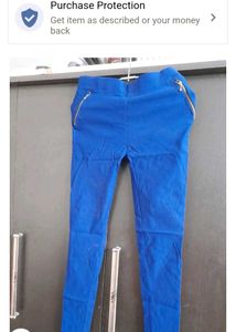 Blue Zipper Pocket Pants