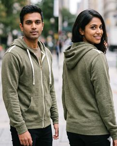 Men's Green Zip-Up Hoodie