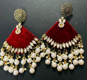 Fabric Fancy Long Have Earrings