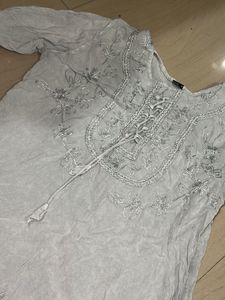 Embroidered Grey Kurta