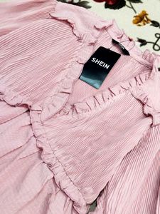 Pink Shein Ruffled V-Neck Top🌷