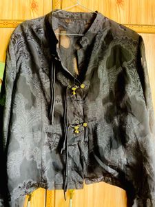 Elegant Black Brocade top
