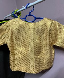 Golden Sequined V-Neck Blouse