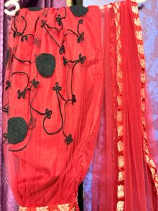 Red Embroidered Patiyala Pyjama