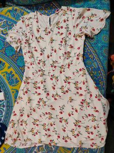 Women Fit And Flare White Above Knee Dress