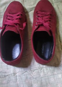 Burgundy Suede Sneakers