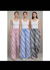 combo of 3 Stylish Pleated Wide-Leg Pants