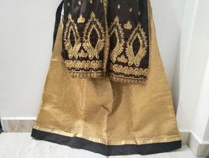 Elegant Brown &amp; Gold Embroidered Kurta Set