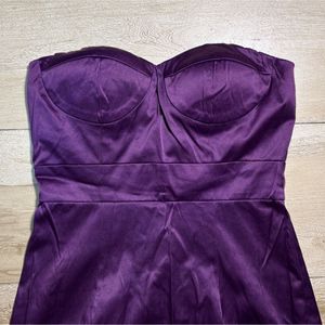 Purple Strapless Satin Dress