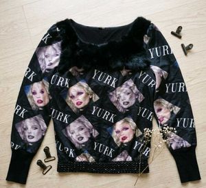 Midnight Vogue Faux Fur Printed Top