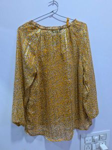 Yellow Floral Sheer Blouse