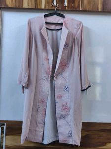 Elegant Pink Floral Long Shrug